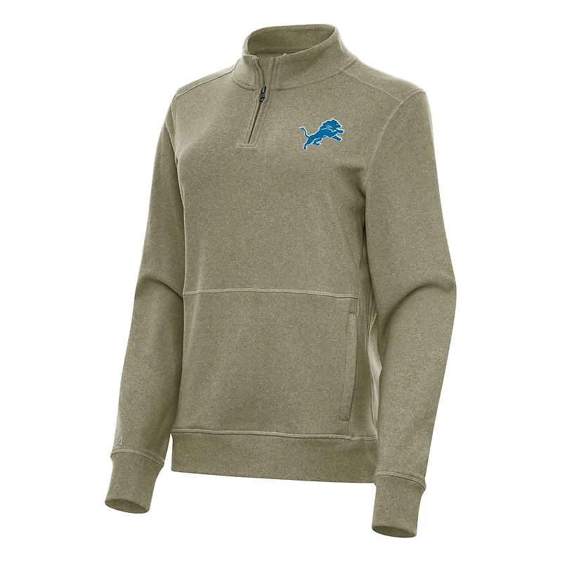 Veste zippée quart de tour Antigua Heather Olive Detroit Lions Crush pour femme