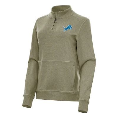 Veste zippée quart de tour Antigua Heather Olive Detroit Lions Crush pour femme