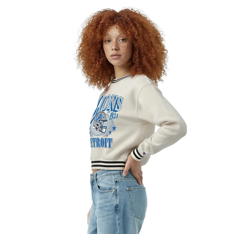 Women's Champion  Cream Detroit Lions Reverse Weave Fleece Sweatshirt