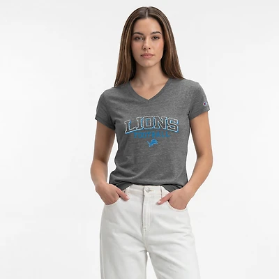 Women's Champion Gray Detroit Lions Triumph Tri-Blend V-Neck T-Shirt