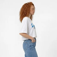 Women's Champion  White Detroit Lions Boyfriend Cropped T-Shirt