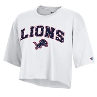 Women's Champion White Detroit Lions Star Spangled Cropped T-Shirt
