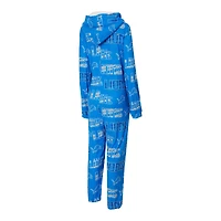 Women's Concepts Sport  Blue Detroit Lions Roadway Allover Print Microfleece Full-Zip Union Suit