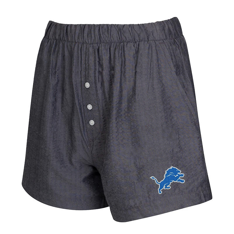 Women's Concepts Sport  Charcoal Detroit Lions Two-Pack Stripes and Solids Boxer Shorts Set