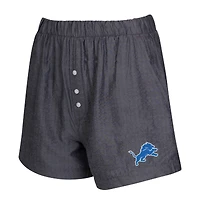 Women's Concepts Sport  Charcoal Detroit Lions Two-Pack Stripes and Solids Boxer Shorts Set