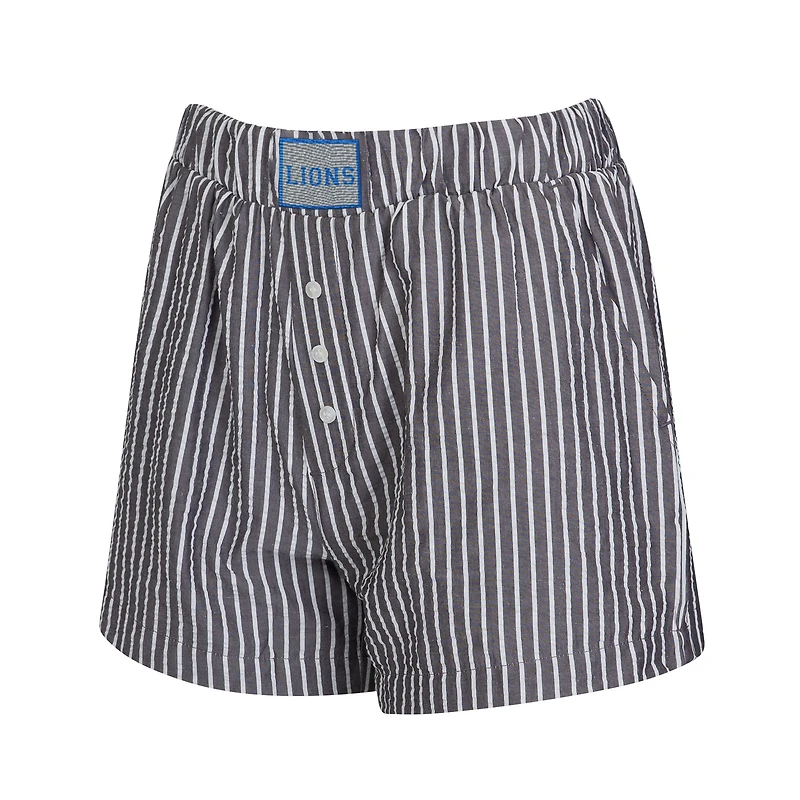 Ensemble de deux boxers à rayures et imprimés unis pour femme Concepts Sport Charcoal Detroit Lions