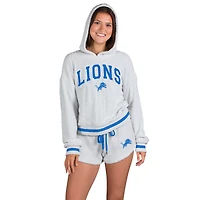 Women's Concepts Sport  Gray Detroit Lions Whitley Long Sleeve Hoodie Top & Shorts Set