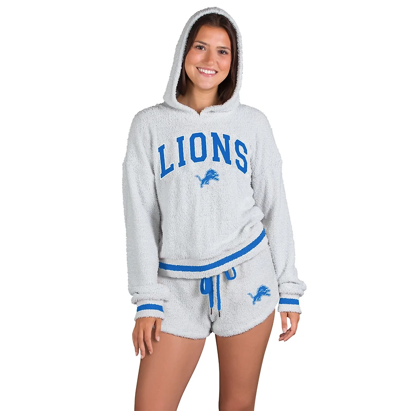 Ensemble sweat à capuche et short manches longues Whitley gris Detroit Lions pour femme Concepts Sport