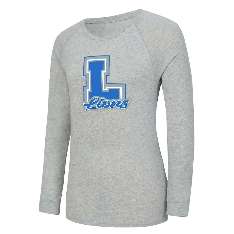 Ensemble de nuit pour femme Concepts Sport gris chiné/bleu Detroit Lions Regulate Plaid avec t-shirt à manches longues et short