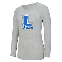 Ensemble de nuit pour femme Concepts Sport gris chiné/bleu Detroit Lions Regulate Plaid avec t-shirt à manches longues et short