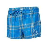 Ensemble de nuit pour femme Concepts Sport gris chiné/bleu Detroit Lions Regulate Plaid avec t-shirt à manches longues et short