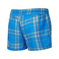 Women's Concepts Sport  Heather Gray/Blue Detroit Lions Regulate Plaid Long-Sleeve T-Shirt & Shorts Sleep Set