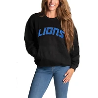 Sweat-shirt à bijoux en chenille noir Cuce Detroit Lions pour femme