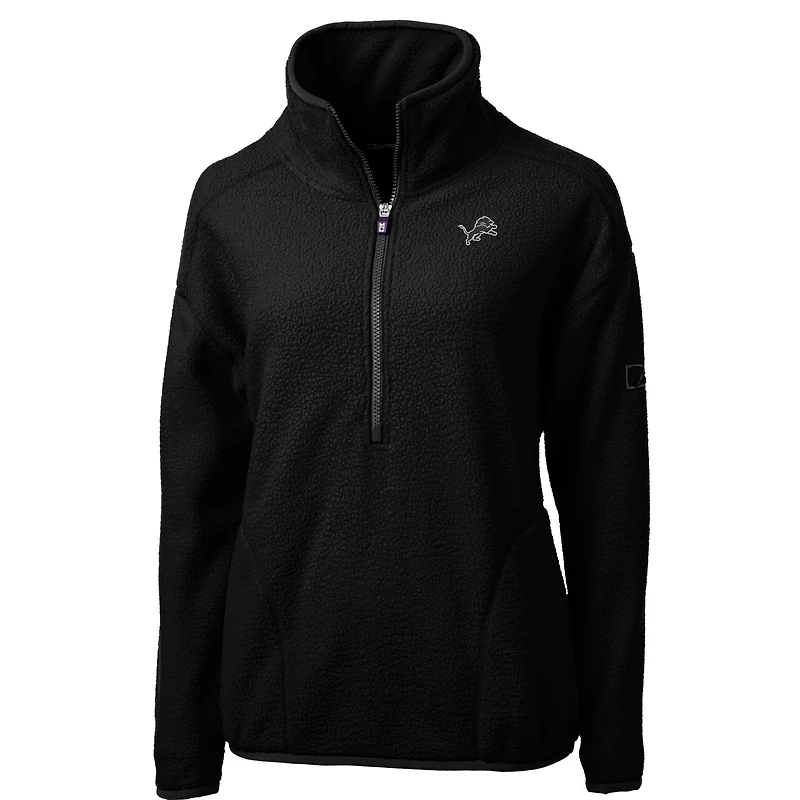 Veste polaire sherpa écologique Cascade Detroit Lions noire à demi-zip Cutter & Buck pour femme