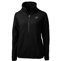 Veste polaire sherpa écologique Cascade Detroit Lions noire à demi-zip Cutter & Buck pour femme