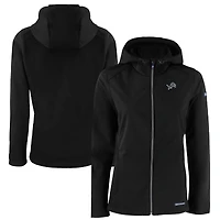 Veste à capuche entièrement zippée en softshell recyclée Evoke Eco pour femme, noire, des Detroit Lions, Cutter & Buck