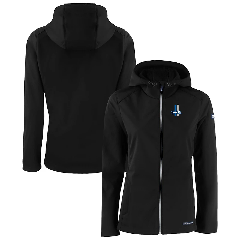 Veste à capuche entièrement zippée en softshell recyclée Evoke Eco pour femme, noire, des Detroit Lions, Cutter & Buck