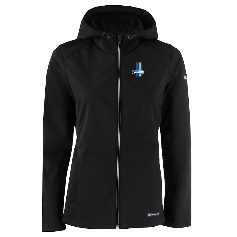 Veste à capuche entièrement zippée en softshell recyclée Evoke Eco pour femme, noire, des Detroit Lions, Cutter & Buck