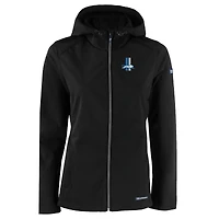 Veste à capuche entièrement zippée en softshell recyclée Evoke Eco pour femme, noire, des Detroit Lions, Cutter & Buck