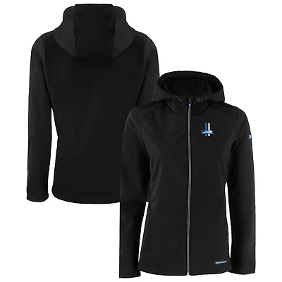 Veste à capuche entièrement zippée en softshell recyclée Evoke Eco pour femme, noire, des Detroit Lions, Cutter & Buck