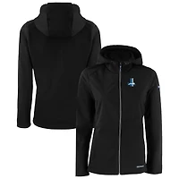 Veste à capuche entièrement zippée en softshell recyclée Evoke Eco pour femme, noire, des Detroit Lions, Cutter & Buck
