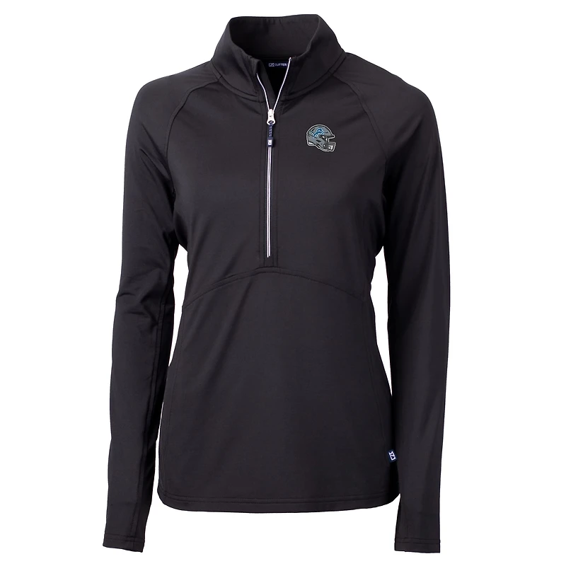 Pull-over demi-zippé en tricot extensible recyclé avec logo du casque des Lions de Detroit pour femme, Cutter & Buck, noir