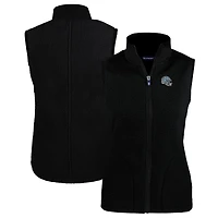 Gilet zippé en polaire Sherpa Cascade Eco pour femme, noir, avec logo du casque des Lions de Detroit, Cutter & Buck