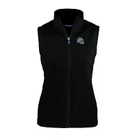 Gilet zippé en polaire Sherpa Cascade Eco pour femme, noir, avec logo du casque des Lions de Detroit, Cutter & Buck