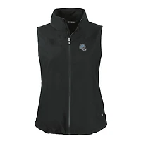 Gilet zippé entièrement recyclé pour femme Cutter & Buck, noir, avec logo du casque des Lions de Detroit, Charter Eco