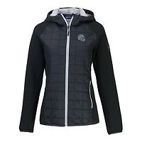 Women's Cutter & Buck Black Detroit Lions Helmet Logo Rainier Primaloft Eco Full-Zip Hybrid Jacket