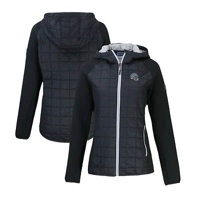 Veste hybride entièrement zippée Rainier Primaloft Eco pour femme avec logo casque des Lions de Detroit, noire, Cutter & Buck