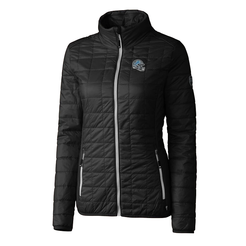 Doudoune isolante entièrement zippée Rainier PrimaLoft Eco pour femme, noire, avec logo du casque des Lions de Detroit, Cutter & Buck