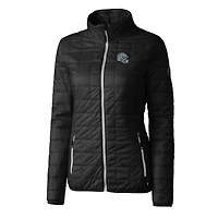 Doudoune isolante entièrement zippée Rainier PrimaLoft Eco pour femme, noire, avec logo du casque des Lions de Detroit, Cutter & Buck