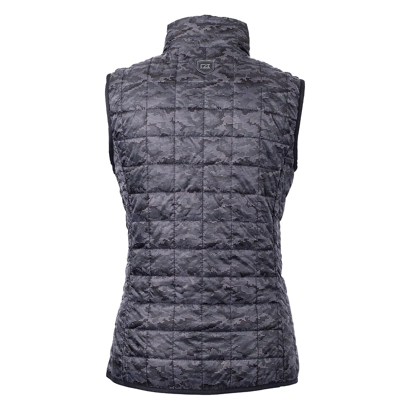 Gilet matelassé isolant entièrement zippé Rainier PrimaLoft Eco pour femme avec logo casque des Lions de Detroit, noir Cutter & Buck