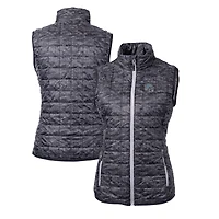 Women's Cutter & Buck  Black Detroit Lions Helmet Logo Rainier PrimaLoft Eco Insulated Full-Zip Puffer Vest