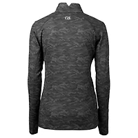 Pull-over extensible à fermeture éclair quart de tour pour femme, imprimé camouflage Traverse, logo casque des Lions Detroit, Cutter & Buck, noir