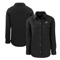 Veste-chemise en tricot écologique Roam pour femme, noire, Cutter & Buck, Detroit Lions, avec boutons-pression