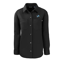 Veste-chemise en tricot écologique Roam pour femme, noire, Cutter & Buck, Detroit Lions, avec boutons-pression