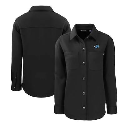 Veste-chemise en tricot écologique Roam pour femme, noire, Cutter & Buck, Detroit Lions, avec boutons-pression
