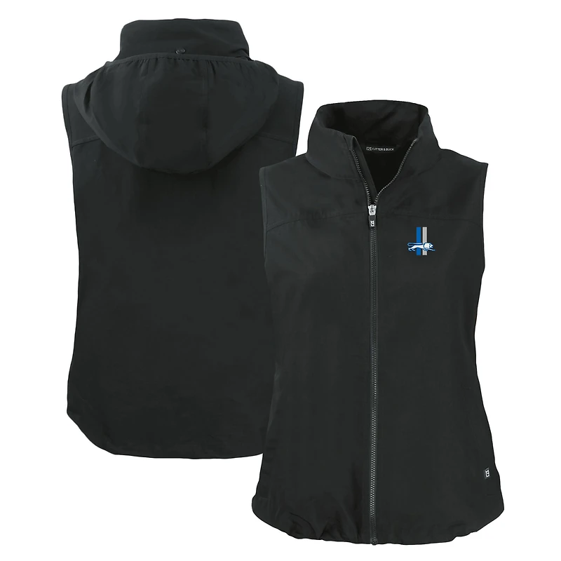 Gilet zippé intégral écologique rétro des Detroit Lions pour femme Cutter & Buck Black