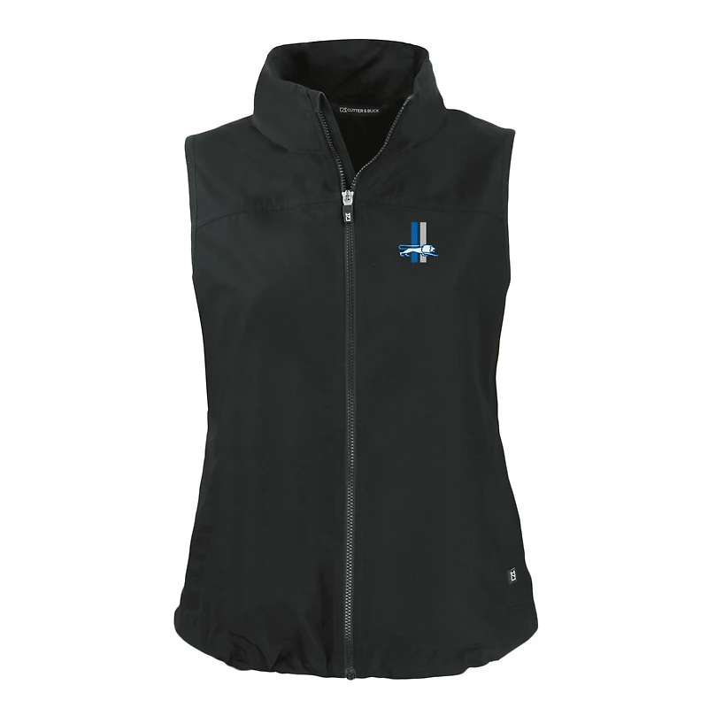 Gilet zippé intégral écologique rétro des Detroit Lions pour femme Cutter & Buck Black
