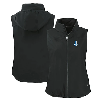Gilet zippé intégral écologique rétro des Detroit Lions pour femme Cutter & Buck Black
