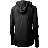 Sweat à capuche hybride recyclé entièrement zippé en tricot écologique Adapt pour femme, noir, avec logo rétro des Lions de Detroit, Cutter & Buck
