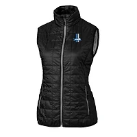 Gilet matelassé entièrement zippé Rainier PrimaLoft Eco pour femme, noir, avec logo rétro des Lions de Detroit Cutter & Buck