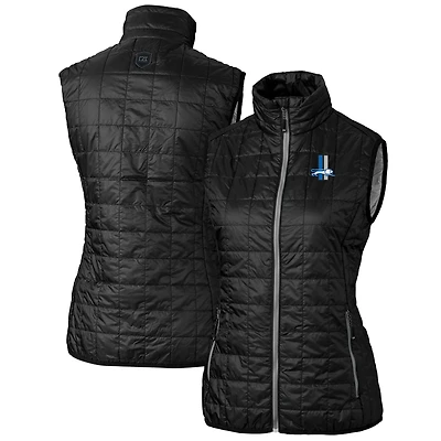 Gilet matelassé entièrement zippé Rainier PrimaLoft Eco pour femme, noir, avec logo rétro des Lions de Detroit Cutter & Buck