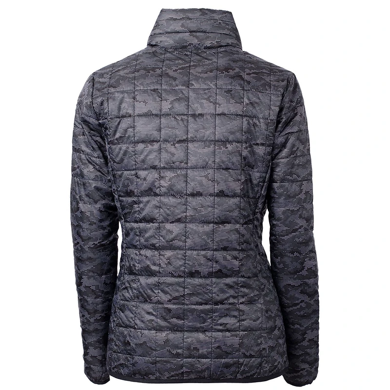 Doudoune zippée intégrale pour femme avec logo rétro Rainier PrimaLoft imprimé des Detroit Lions, noire, Cutter & Buck