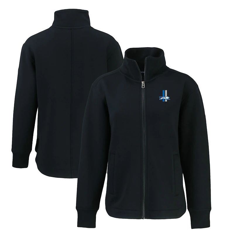 Veste zippée intégrale recyclée avec logo rétro Roam des Detroit Lions pour femme, noire, Cutter & Buck