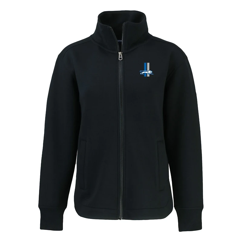 Veste zippée intégrale recyclée avec logo rétro Roam des Detroit Lions pour femme, noire, Cutter & Buck