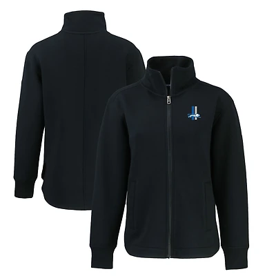 Veste zippée intégrale recyclée avec logo rétro Roam des Detroit Lions pour femme, noire, Cutter & Buck