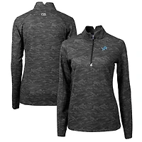Pull-over à col zippé extensible Cutter & Buck pour femme, imprimé camouflage Detroit Lions Traverse noir